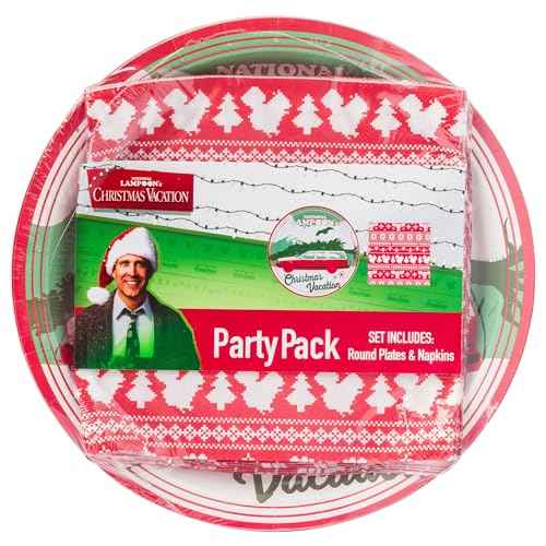 Silver Buffalo Christmas Vacation National Lampoon's 32 Pack Partyware Disposable Paper Plates and Napkins