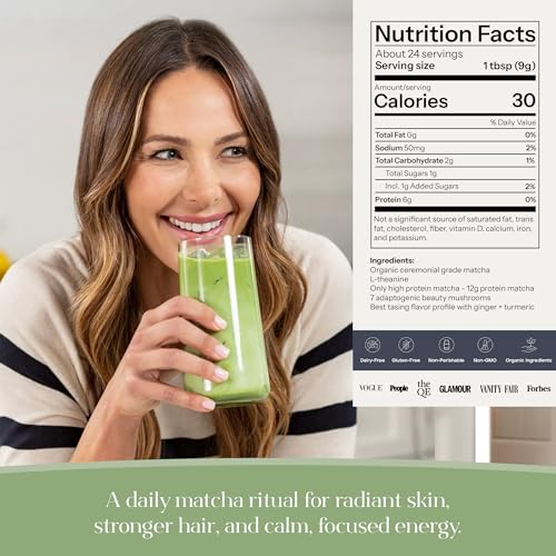 Matcha Latte Powder 24 Servings - Organic Ceremonial-Grade with Collagen & Superfoods