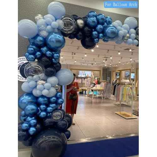 Chrome Metallic Blue Balloons 12 inch, 100 Pcs Latex Shiny Balloons for Graduation Halloween Wedding Birthday Baby Shower Christmas Party Decoration