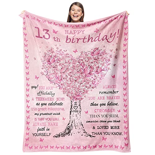 13 Year Old Girl Gifts for Birthday Throw Blanket 50"x40", 13th Birthday Gifts for Girls, Teen Girl Gifts 13 Years Old