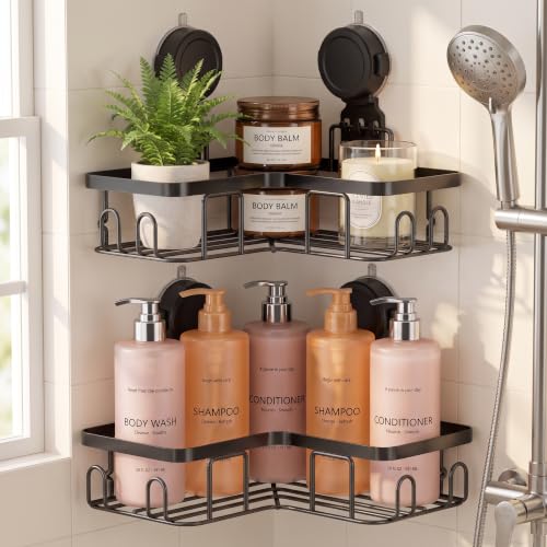 Moforoco Corner Shower Caddy with Suction Cups Stainless Steel Bathroom Organizer