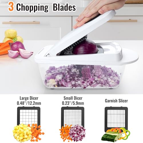 White 12-Blade Food Chopper & Egg Slicer Set - Kitchen Gadget