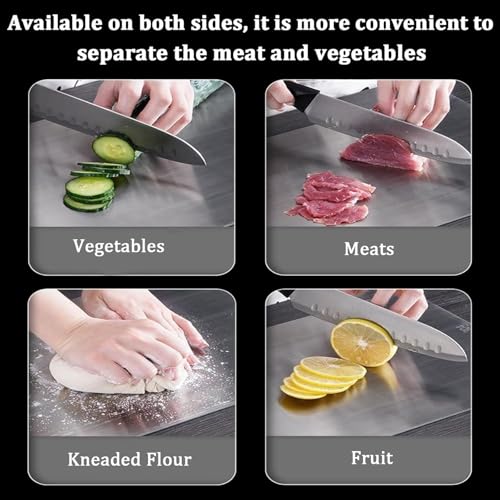 Stainless Steel Cutting Board Set of 3 - Non-Toxic Kitchen Chopping Boards with Handles - 15x11 Inches