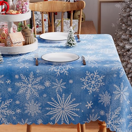 Siilues 60x120 inch Christmas Tablecloth Rectangular - Premium Polyester, Water-Resistant, Machine Washable