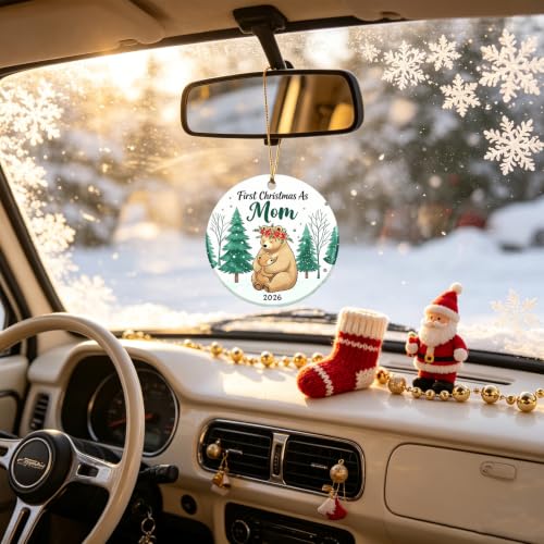 Mom Bear First Christmas Ornament 2026 - New Mom Keepsake Christmas Decor