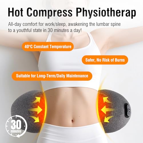 USUIE Cordless Lumbar Support Pillow with Heat & Massage - Back Pain Relief