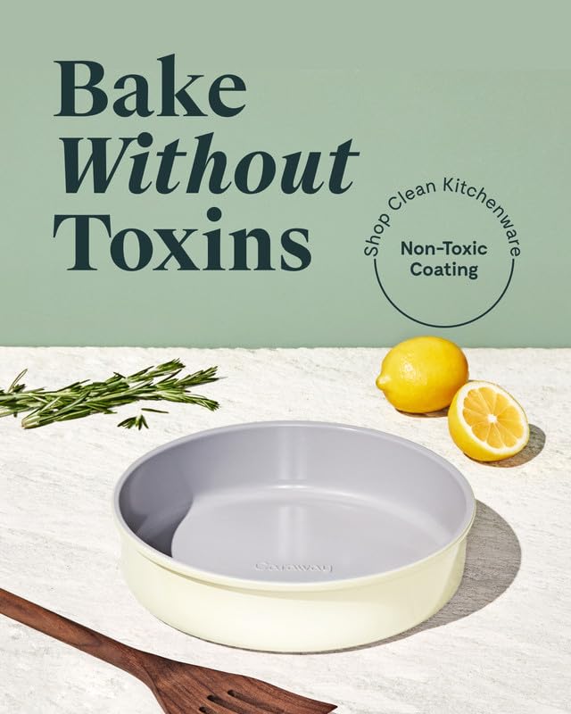 Cream 9-Inch Non-Stick Ceramic-Coated Baking Pan - Caraway Circle Pan
