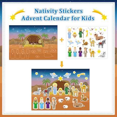 Nativity Sticker Advent Calendar for Kids Christmas Advent Calendar Religious Christian Advent Calendars Christmas Countdown Calendar Decor Nativity Scene Advent Calendar for Kids Gifts