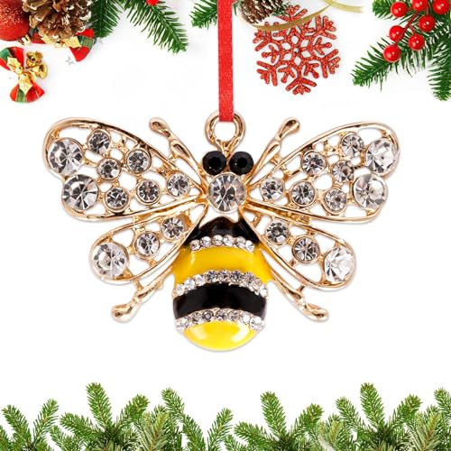 BIZIBAFF Bee Christmas Ornament - Metal Yellow Bee Decor Gift for Women, A- Bee