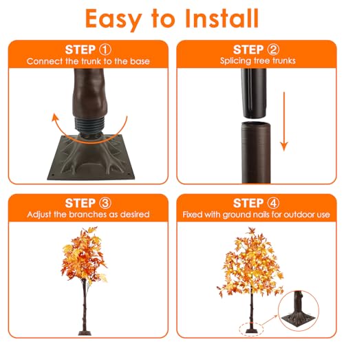 EEW 2 Pack 5FT Lighted Maple Trees with 200 LEDs for Indoor Outdoor Fall Decor