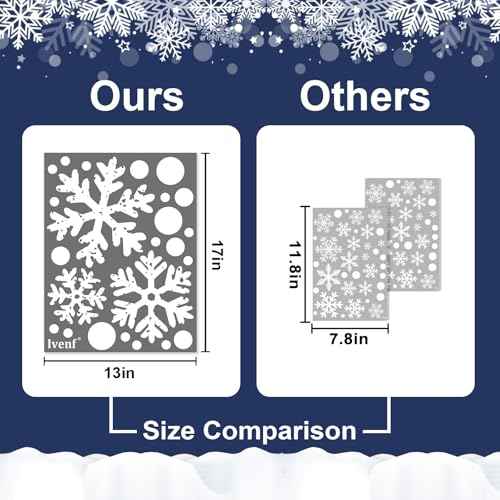 Ivenf Christmas Decorations Indoor Decor: 8 Sheets Extra Large White Snowflake Christmas Window Clings, Farmhouse Rustic Xmas Snowflake Decorations for Kids Home School Office Winter Holiday Party