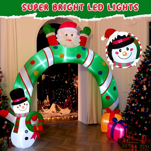 Whubefy 10.3Ft Christmas Inflatable Archway with Santa, Snowman & Gifts - Santa Archway (10.3FT-Santa Archway)