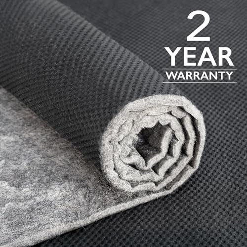 6' x 9' Rug Pad - 1/4 Inch Thick Felt and Rubber Non-Slip Underlay - Safe for All Floors