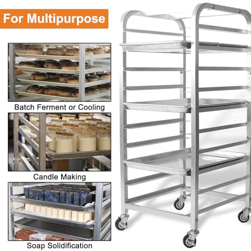 Lopeztek 10-Tier Sheet Pan Rack with Wheels for Home Kitchen Baking & Cooling - Variation: Rack