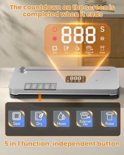 LSA Apparel Food Vacuum Sealer Machine with 75kPa Suction, Built-in Cutter & Digital Timer