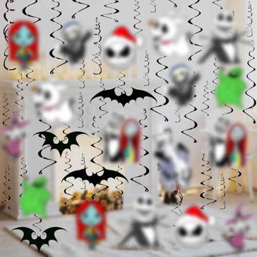 36PCS Halloween Christmas Hanging Swirls Decorations - NO DIY - Halloween Christmas Hanging Streamers for Classroom Ceiling Office Indoor Outdoor Halloween Birthday Party Decorations Supplies