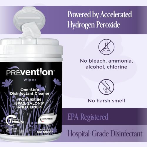 Prevention Disinfectant Wipes Refill Pack - 160 Count Bulk Surface Sanitizing for Salons & Clinics