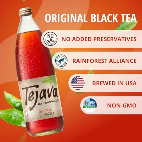 Black Iced Tea Pack - Unsweetened Ready-to-Drink 1L Bottles, 12 Pack - Original Black Tea Variation