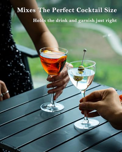 GIHOP Set of 6 Lead-Free Crystal Coupe Martini Glasses - Elegant Cocktail Drinkware