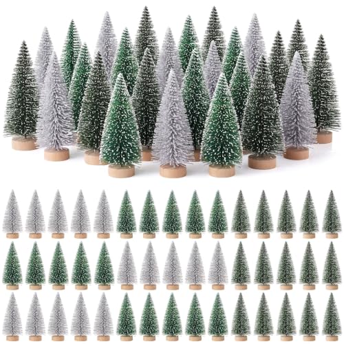 Sumind 48 Pcs Mini Bottle Brush Christmas Trees