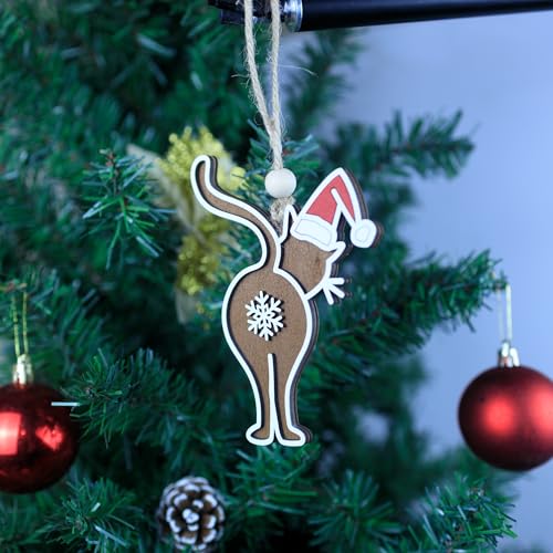 OENIZI To139 Wooden Christmas Ornament - Bad Kitty Broken Cat, 3.93in Holiday Tree Decor