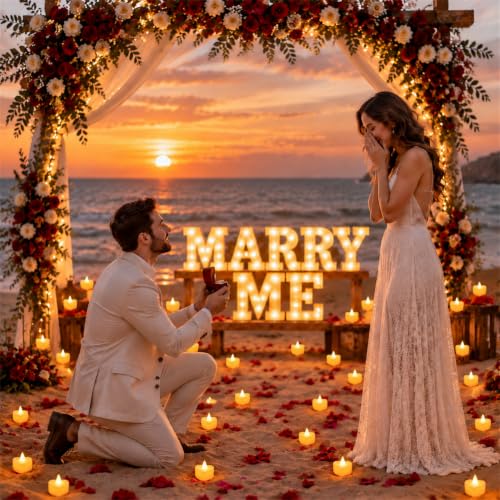 Hortsun Marry Me Light Up Letters Proposal Decorations - Red Variation