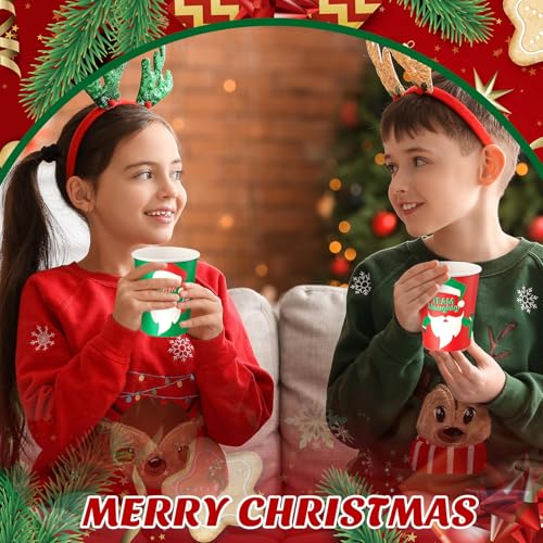 Zhehao 100 Pieces Christmas Paper Cups 9 oz Naughty or Nice Team Design for Hot Beverages