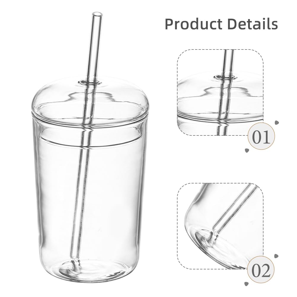 DOITOOL Glass Cups with Lid and Straw, 16 oz Clear Iced Coffee Cup, Reusable Matcha Tumbler for Smoothie Juice, Aesthetic Borosilicate Beverage Drinkware