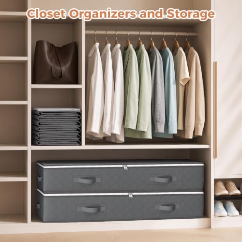 Budding Joy 95L Under Bed Storage Containers, 6 Pack Bins, Grey