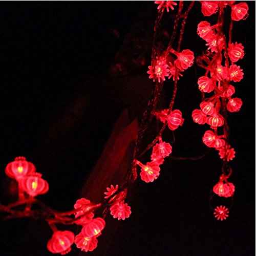 13ft/4M 40 LED Red Lanterns String Lights Battery Operated Fairy String Lights for Wedding, Chinese New Year,Spring Festival,Party Decoration,Christmas.