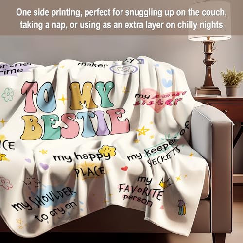 Flpoxzd Bestie Birthday Gift Blanket for Women 60x50 Inches - Cozy Friendship Throw