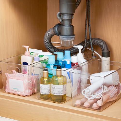 YIHONG 10 Pack XL Clear Storage Bins with Handles - 13"L x 7.4"W x 7"H Pantry Organizer