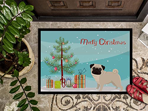 Caroline's Treasures Pug Christmas Tree Doormat 24x36 Indoor Outdoor Rug