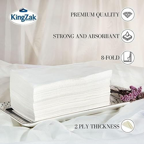 400 Pack White Disposable Dinner Napkins 2-Ply - Elegant Guest & Wedding Use