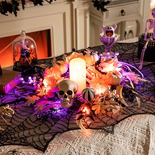 Valery Madelyn 18-Inch Halloween Wreath with Lights for Front Door Decor