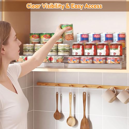Expandable Can Organizer for Pantry - 3-Tier Adjustable Acrylic Storage Rack