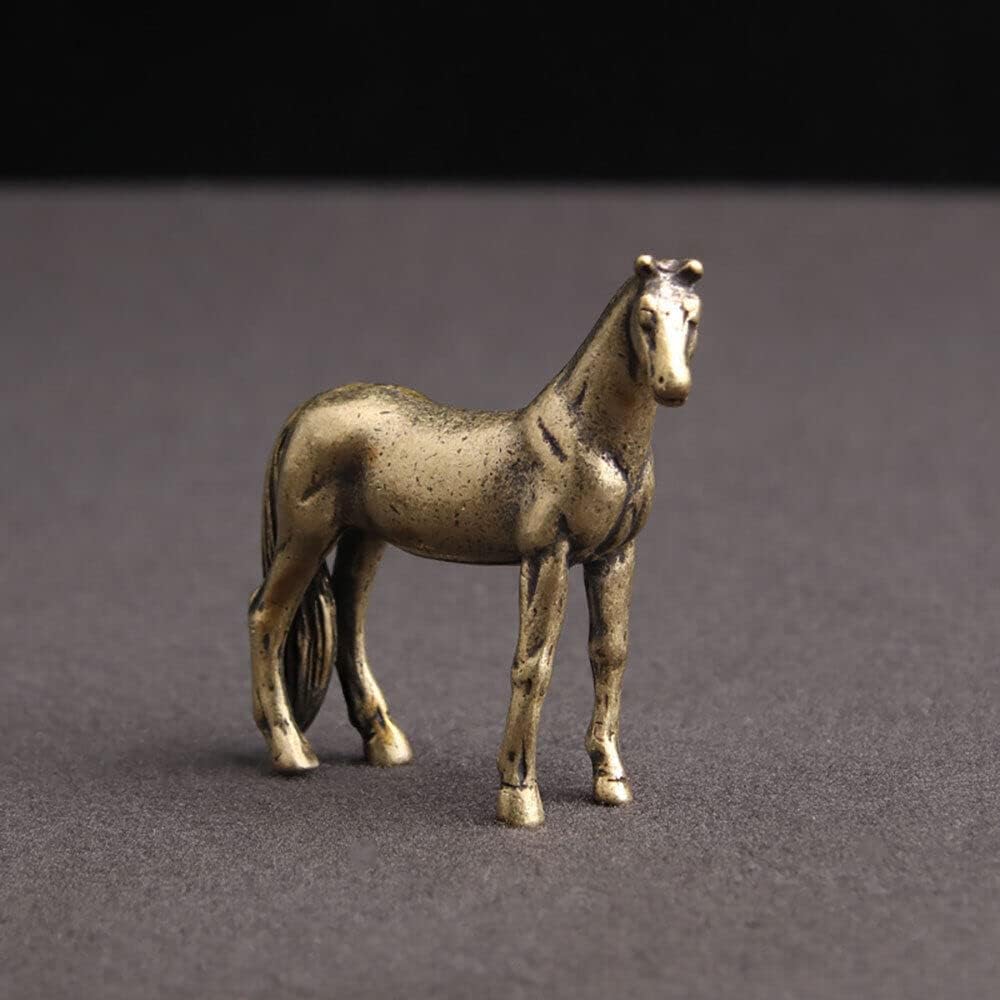 TEAMWILL Brass Horse Figurine - Elegant Small Statue for Home or Office Décor