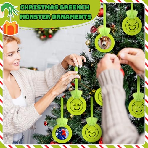 Blulu 24 Pcs Christmas Lime Green Photo Frame Ornaments – Grinch Green