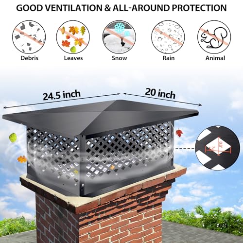 13x17 Inch Black Alloy Steel Chimney Cap - Rust-Resistant Outdoor Cover