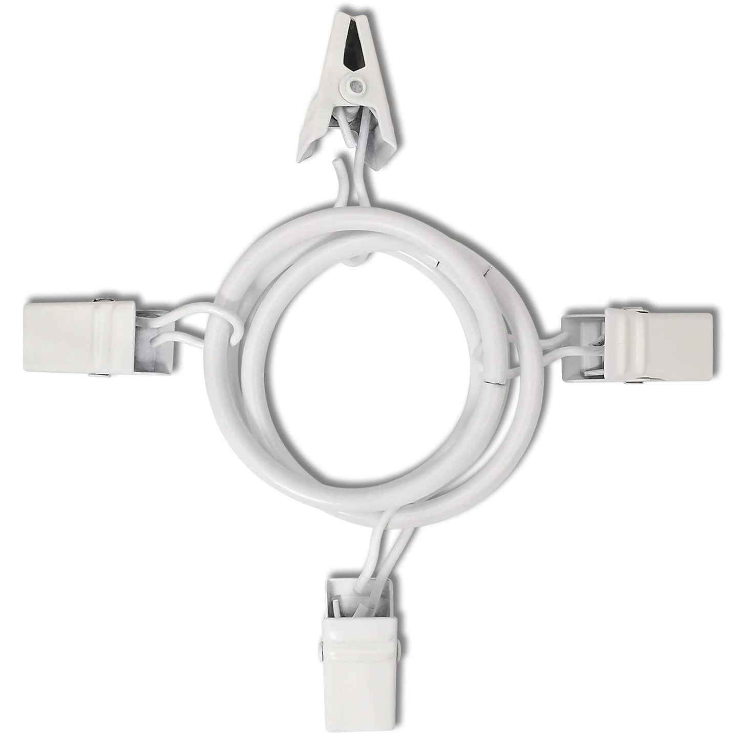 AMZSEVEN 40 Pack Curtain Rings with Clips, Drapery Clips with Rings, Drapes Rings 1.26 in Interior Diameter, Fits up to 1 in Curtain Rod, White