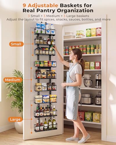 EVERIE Over the Door Pantry Organizer, 9-Tier Heavy Duty Storage Rack