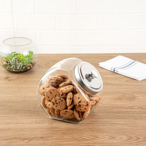 Restaurantware 1 Gallon Clear Glass Candy Jar with Chrome Lid - Wide Opening, Airtight Seal - Model: THIS listing