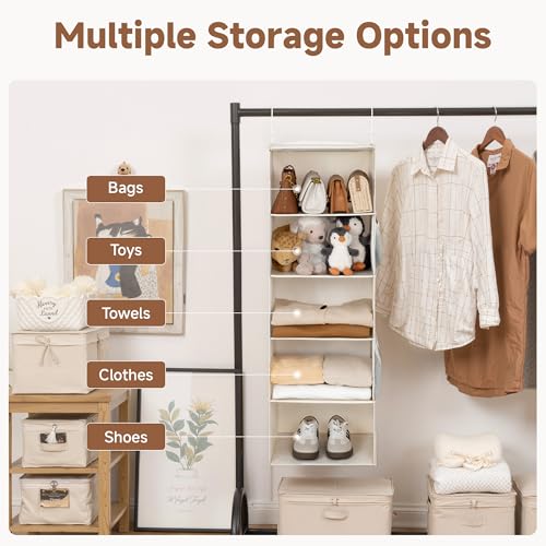 Ivory White 5-Shelf Hanging Closet Organizer for Small Closets - 48"H