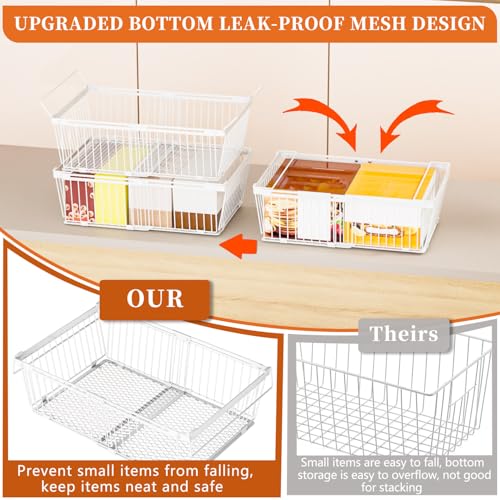 Large Freezer Organizer Bins - 6 Pack, Adjustable Fit for 10-20 Cu.Ft Freezers - Leak-Proof Bottom