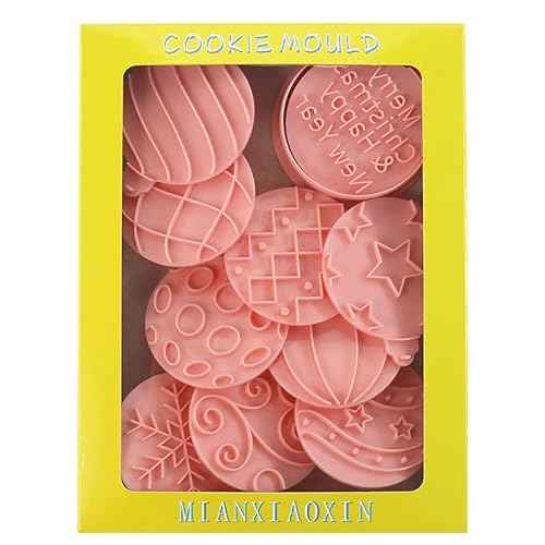 8 Piece Christmas Cookie Cutters Gingerbread Cookie Stamps Christmas Tree Shaped Cookie Stamps for Baking Cookies(8-Christmas K)