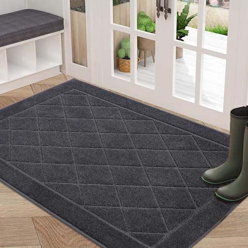BEQHAUSE Dirt Trapper Door Mat 32x48 Inch Non-Slip Indoor/Outdoor Grey