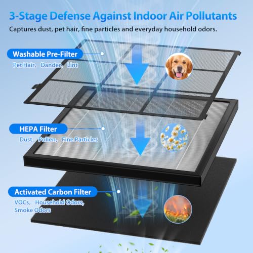 FreAire HAP605 Air Purifier Replacement Filter Set - White 2 Pack - Dust Smoke Pet Dander