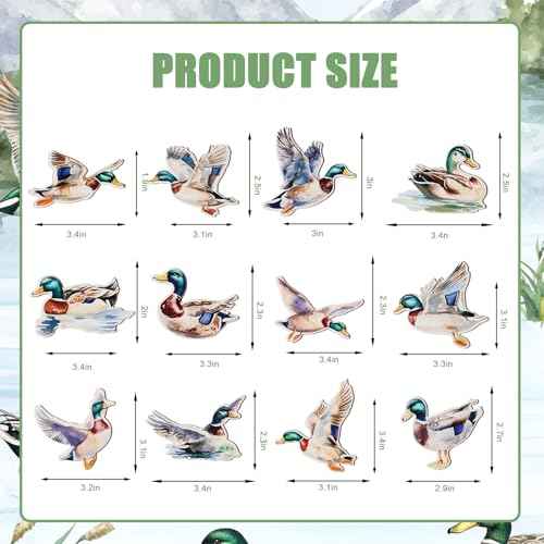 24 PCS Mallard Duck Theme Hanging Ornaments Wooden, Duck Hunting Wood Cutouts Hanging Pendant Home Ceiling Decor, Lucky Duck Birthday Baby Shower Party Christmas Tree Decorations
