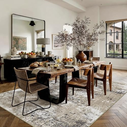 PureCozy Brown Area Rug 8x10 Modern Abstract