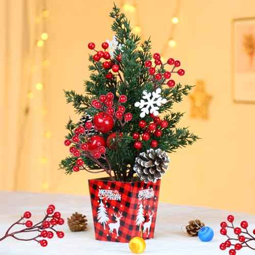 DIYASY Artificial Red Berry Stems,20 Pcs Christmas Tree Picks and Spray for Xmas Ornaments DIY Wreath Holiday Home Decoration